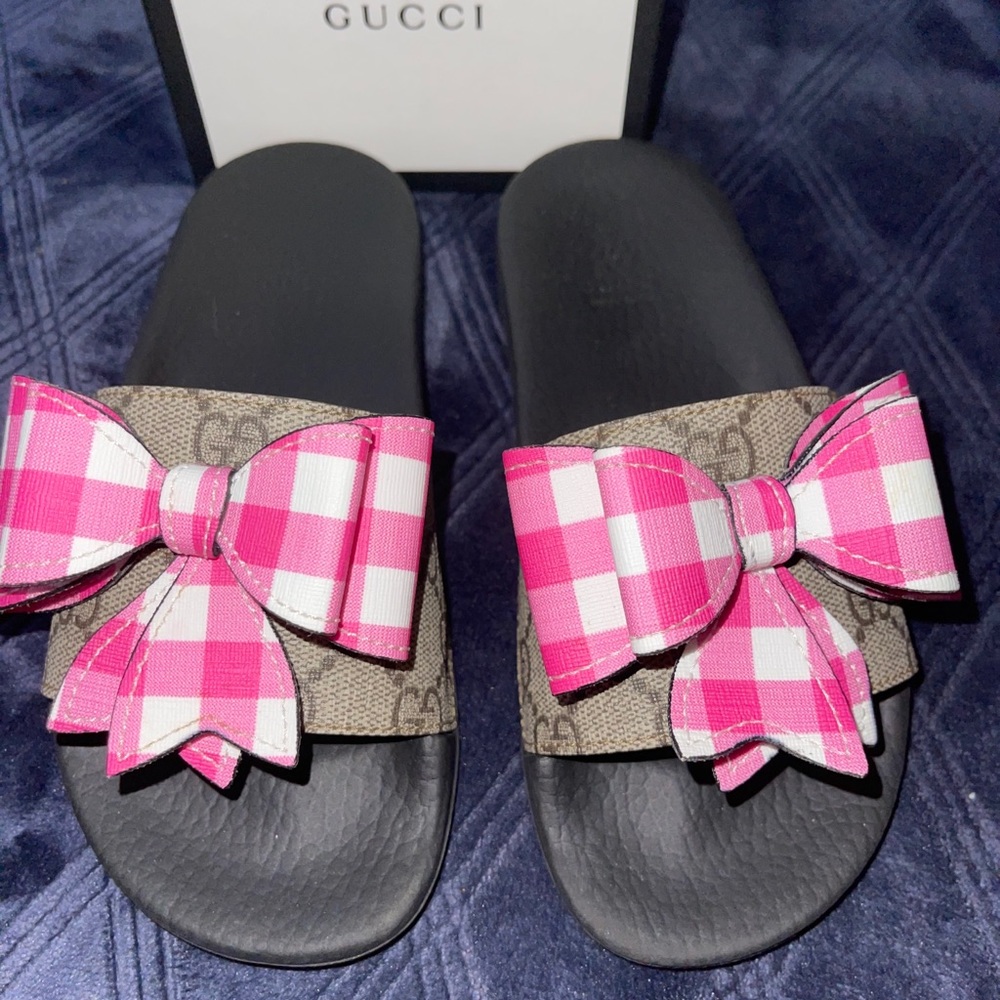 COPY - Gucci GG SLIDE PINK BOW SZ 32/ 13 1/2 US